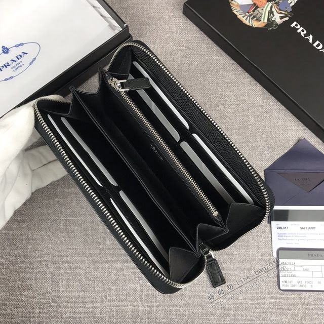 prada錢包 普拉達專櫃最新爆款 2ML317 PRADA男士單拉鏈長錢包  pyd2061